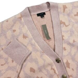 New J. Crew Relaxed Sweater Cardigan Oversized Fit Leopard Womens Medium / Large
